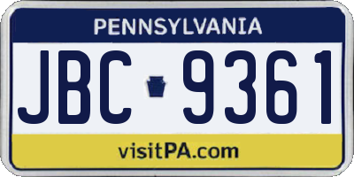 PA license plate JBC9361