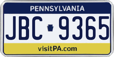 PA license plate JBC9365
