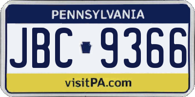PA license plate JBC9366
