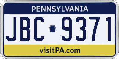 PA license plate JBC9371