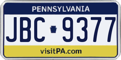 PA license plate JBC9377