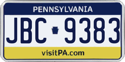 PA license plate JBC9383