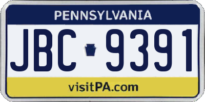 PA license plate JBC9391