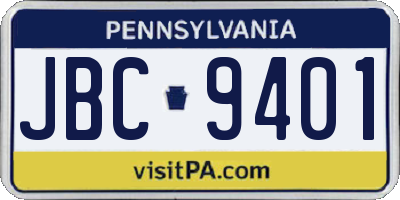PA license plate JBC9401