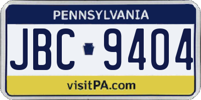 PA license plate JBC9404