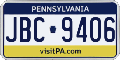 PA license plate JBC9406