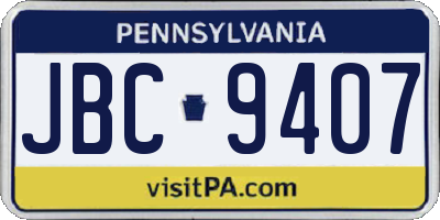 PA license plate JBC9407