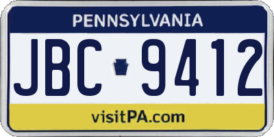 PA license plate JBC9412
