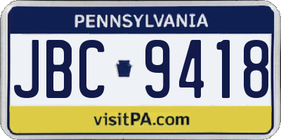 PA license plate JBC9418