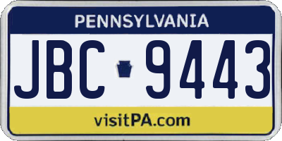 PA license plate JBC9443