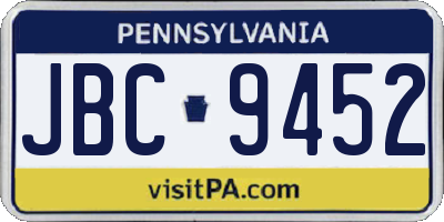 PA license plate JBC9452