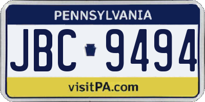 PA license plate JBC9494