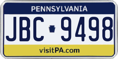 PA license plate JBC9498