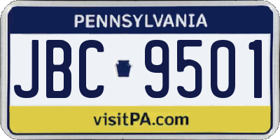 PA license plate JBC9501