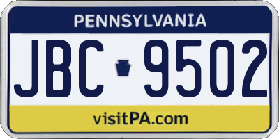 PA license plate JBC9502