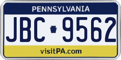 PA license plate JBC9562