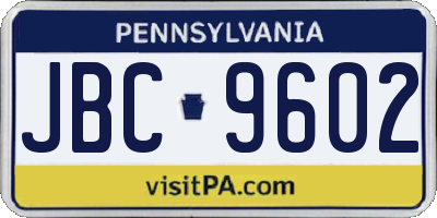 PA license plate JBC9602