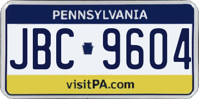 PA license plate JBC9604