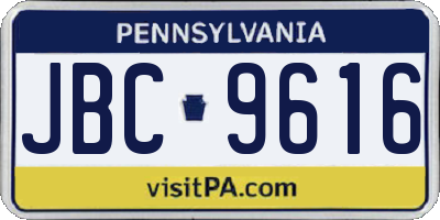 PA license plate JBC9616