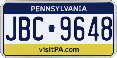 PA license plate JBC9648