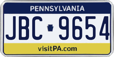 PA license plate JBC9654