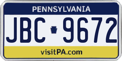 PA license plate JBC9672