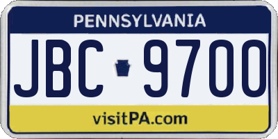 PA license plate JBC9700