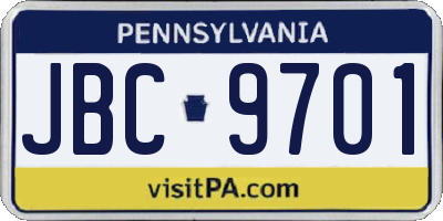PA license plate JBC9701
