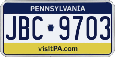 PA license plate JBC9703