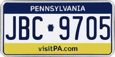 PA license plate JBC9705