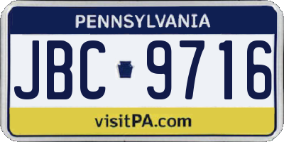 PA license plate JBC9716