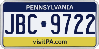 PA license plate JBC9722