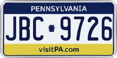 PA license plate JBC9726