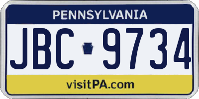 PA license plate JBC9734