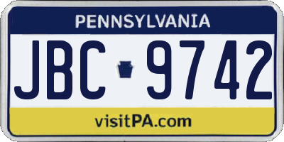 PA license plate JBC9742