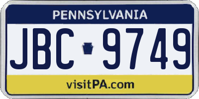 PA license plate JBC9749