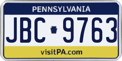 PA license plate JBC9763
