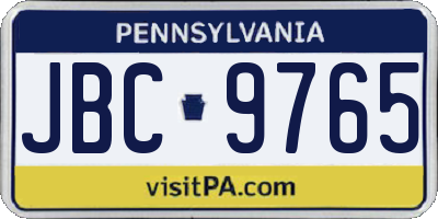 PA license plate JBC9765