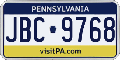 PA license plate JBC9768