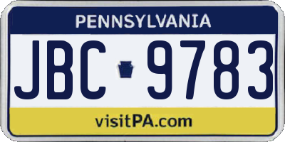 PA license plate JBC9783