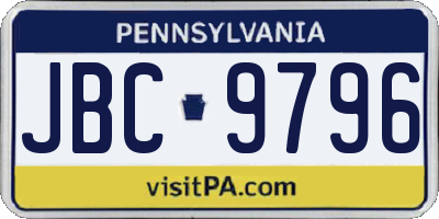 PA license plate JBC9796