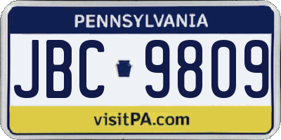 PA license plate JBC9809