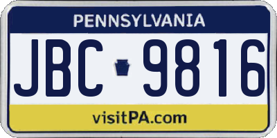 PA license plate JBC9816