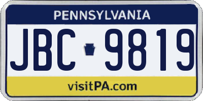 PA license plate JBC9819