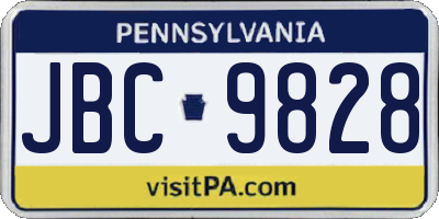 PA license plate JBC9828