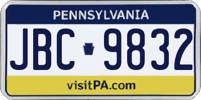 PA license plate JBC9832