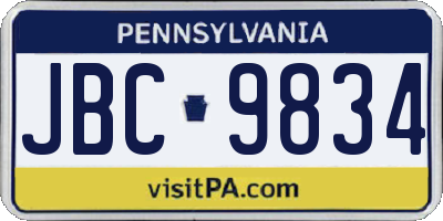 PA license plate JBC9834