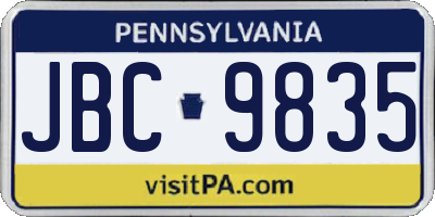 PA license plate JBC9835