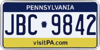 PA license plate JBC9842