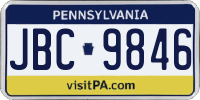 PA license plate JBC9846